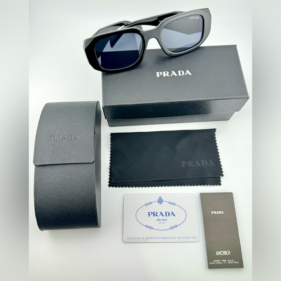 New! Prada Symbole Sunglasses SPR17WS Acetate Black Frame Gray Lenses UNISEX! - Picture 15 of 15